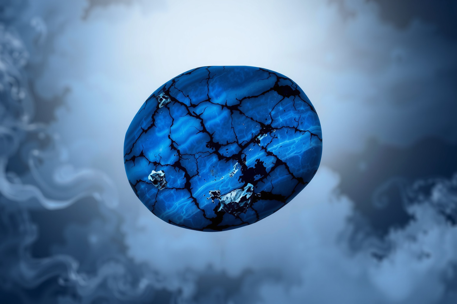 La sodalite con inclusioni nere rivela paure nascoste interiori.