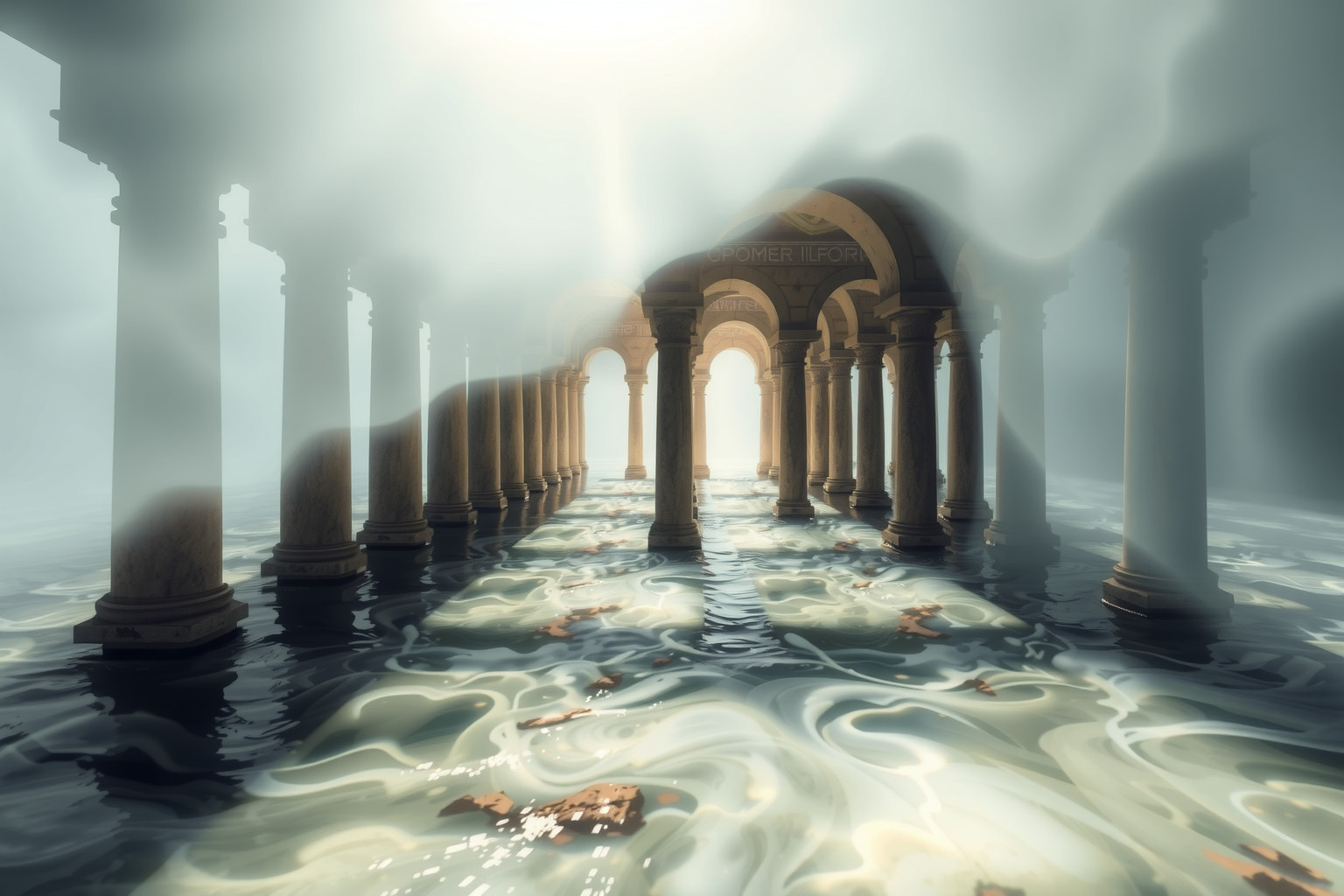 Sognare uno xysto invaso dall'acqua simboleggia emozioni represse profonde.
